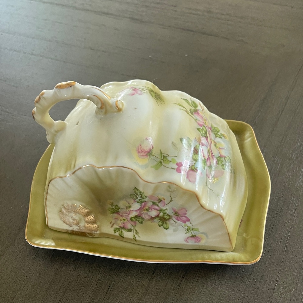 Nippon Hand Painted Cheese Serving Dish With Lid